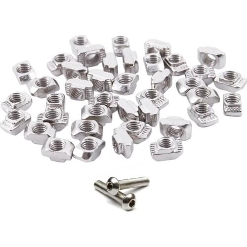40Pcs Drop In Post Assembly M5 T-Nut For 20 X 20 Aluminum Extrusion & 30Pcs Stainless Steel Button Head Screw, Hex Socket Bolts