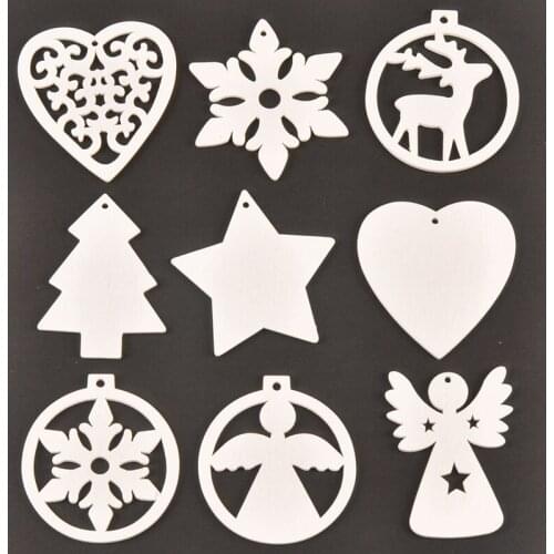 5pcs White wood slices Crafts Hanging Pendant Snowflake wooden Ornaments Christmas Tree Xmas Kids Gifts home Decorations M2214