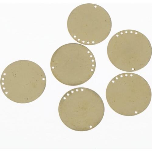 6 pcs 27mm Raw Brass Disc, Round Coins, 6 hole disc, Stamp Blank