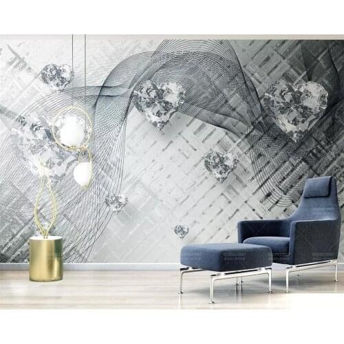 Beibehang Custom wallpaper 3d solid line transparent heart-shaped diamond luxury TV background walls decoration 3d wallpaper