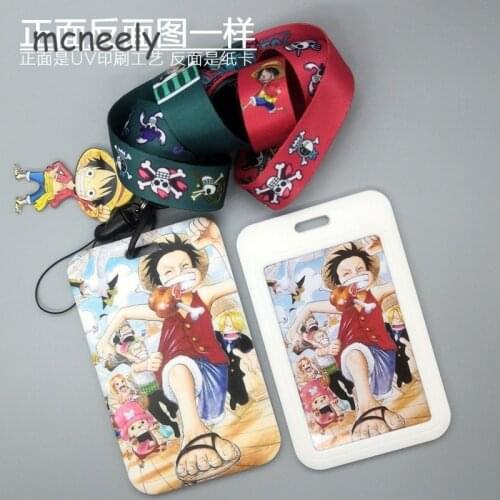 Cartoon ONE PIECE Work Card Cover with Long Neck Chain Key Mobile Phone Rope Wholesale Customization