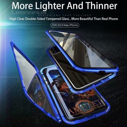 Double Tempered Glass Case For iPhone 11 Pro Max Case Metal Bumper Magnetic Shockproof Cover for iPhone 11 Pro X XR XS Max Coque