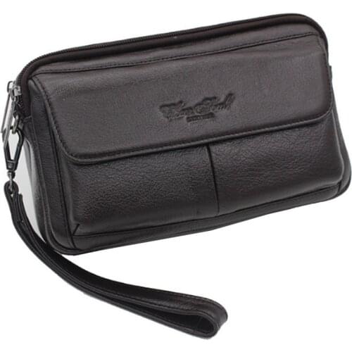 Genuine Leather Business Men Clutch Bag Wrist Bag Hand Bags famous brand fashion trend Purse Mobile Phone Bag Casual Wallet 2269