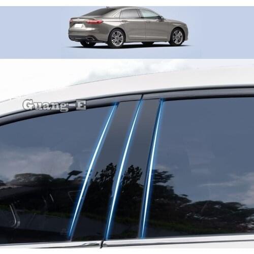 For Ford Taurus 2016-2021 Car PC Material Pillar Post Cover Door Trim Window Piano Black Molding Sticker Plate 6pcs