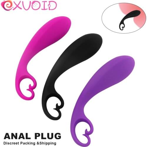 EXVOID Anal Plug Anus Dilator G-spot Massager Vagina Open Butt Plug Anal Sex Toys for Women Men Pull Ring Silicone Adult Product