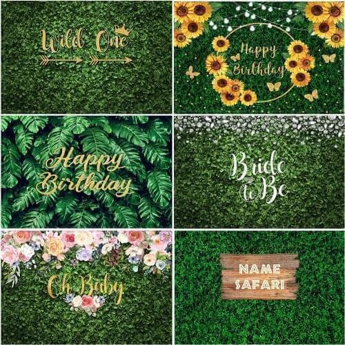 Birthday Party Photo Background Green Jungle Grass Wall Decoration Style Baby Shower Shower Wallpaper Photography Props Banner