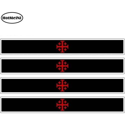 HotMeiNi 13cm x 1.7cm 4pcs Car Stripe Motorcycle Racing Flag Sticker Car Window Decal Templar Jerusalem Cross Car Stickers