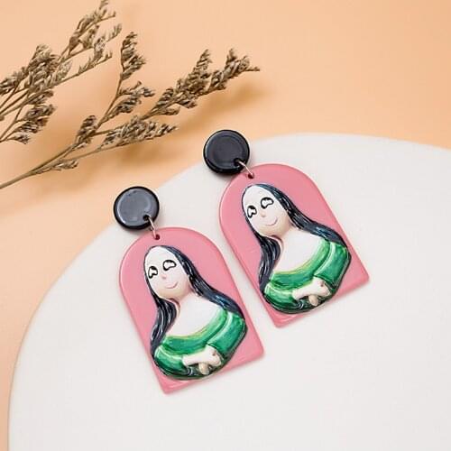 Exaggerated Portraits Painting Funny Earrings Arylic Fashion Summer Earring Accessories Vintage Colored Paint Geometric Earrings
