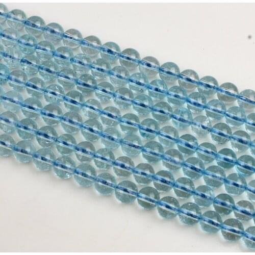 Natural Round Blue Topaz Gemstone Loose Beads 6 8 10 mm For Necklace Bracelet DIY Jewelry Making 15inch Strand