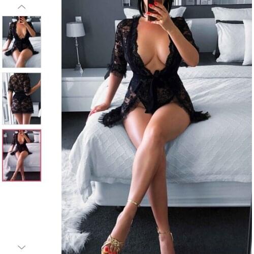 Sexy Women Tops Ruffle Tulle Lace Shirt Deep V-Neck Half Sleeves Solid Color Bandage See-trough Tops Fashion Lady Summer Clothes