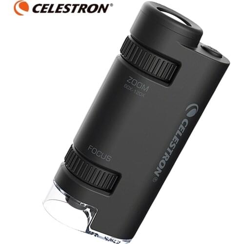 Celestron Portable Hand Monocular Microscope 60X-120X Microscope Light source Focus On Easy For Beginner Child S82105