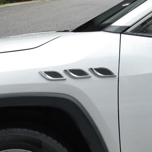 QHCP 6Pcs Silver Universal Plastic Car Leaf Board Side Decorative Stickers Auto Badge Styling Exterior Accessories For All Cars