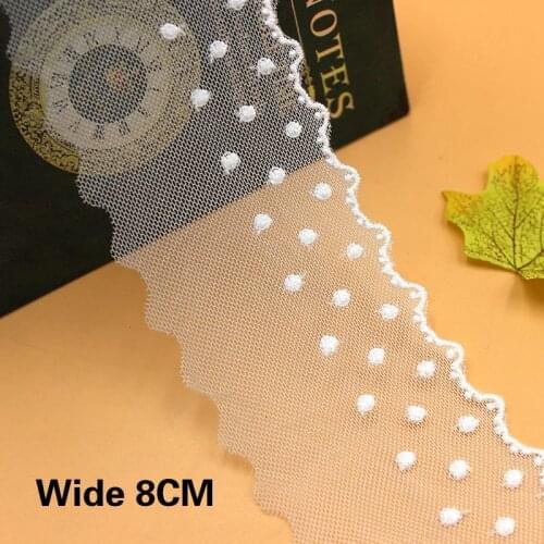 8CM Wide Luxury White Lace Tulle Soft Small Polka Dot Wedding Dress Dress DIY Sewing Edge Ribbon