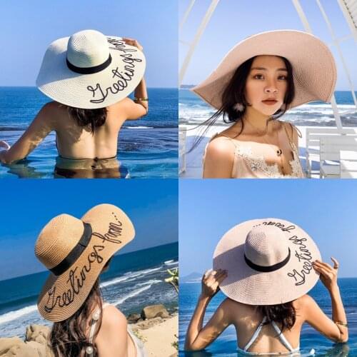 K138 Summer Womens Straw Hats, Sun-Shading, Beach, Seaside, Big Eaves, Vacation Outing, Beach Hats Summer Hats Panama For Women
