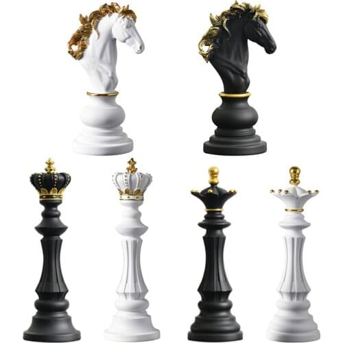Modern Resin Art International Chess Board Games Sculpture Chessmen Ornament Figurine Photo Props Decoration