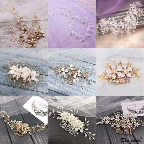 Bridal Wedding Hair Accessories Crystal Pearl Headband Tiaras Headpiece Hair Combs Vine Women Hair Hairbands Hair Accessories