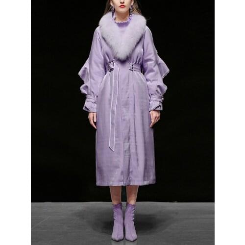 Light Luxury Real Fox Fur Collar Down Jacket New Winter Warm 90 White Duck Down Coat Beading Ruffle Sleeve Thick Women Down Coat