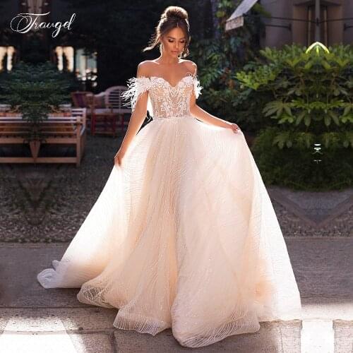 Traugel Sexy Sweetheart Backless Lace Vintage Wedding Dresses Luxury Appliques Beaded Feathers Court Train A Line Bridal Gowns