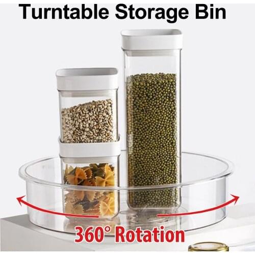 360 Rotating Tray Turntable Storage Bin Kitchen Spice Jar Food Snack Container Fruit Drinks Storage Plate 9 Inches