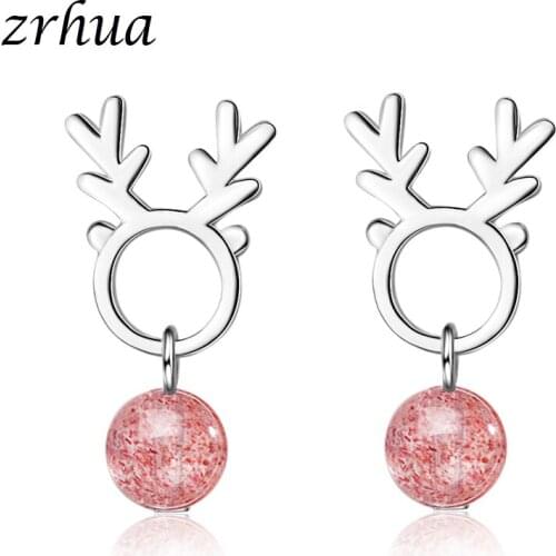 ZRHUA Silver Color Cute Stud Earrings for Women Girls Fashion Jewelry Pendientes Animal Brincos Girls Gifts Bijoux