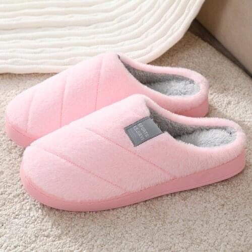 2021 Women Winter Warm Fur Slippers Female Slides Cotton Unisex Home Flip Flops Indoor Plush Plus Size House Floor Shoes Flat