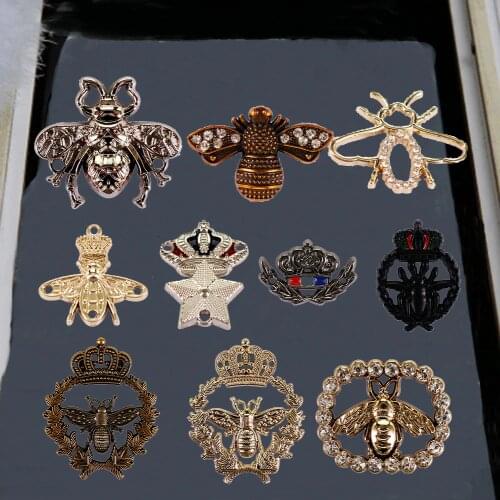 10pc Metal Crown Bee Rivets Charm Hook Clasps Button Garment Decorated Sew on Holes for Bags Shoes Applique Accessories K516