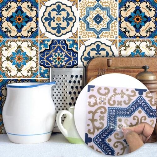 10Pcs Moroccan Style Tile Wall Floor Sticker Decal Living Room Bathroom Decor