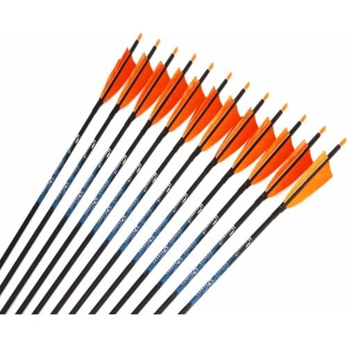 12pcs 100% pure carbon arrow spine700/800 ID4.2mm OD5.6mm 80/100/120grain target point 2.5/3/4"Turkey fletching feathers