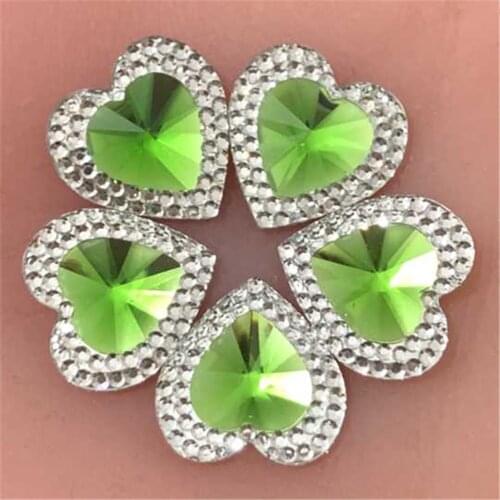 20pcs 16mm Crystal Heart Resin Rhinestones Flat Back Beads Gem Craft