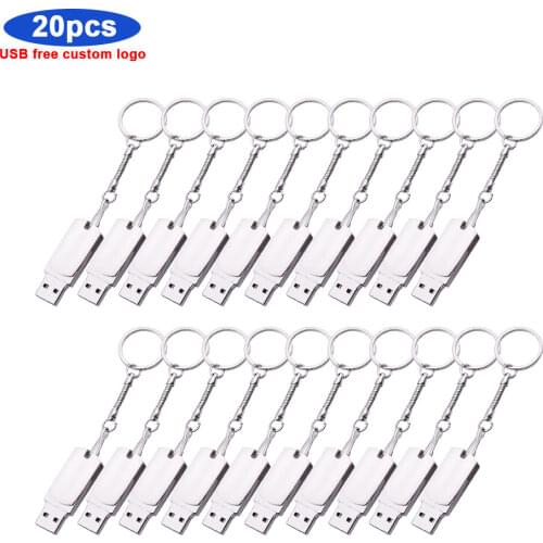 20pcs/lot USB Flash Drive 64GB Metal Steel Pen Drive32gb memory memori Free logo usb stick Pendrive u disk gift For photography