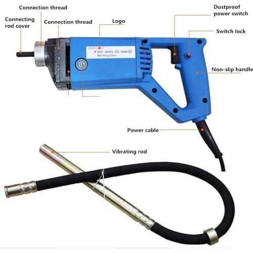 220V Electric Portable Concrete Vibrator Hand-held Concrete Mixer 1300W 13000RPM Y