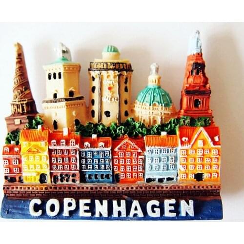 Handmade Painted Copenhagen, Denmark 3D Fridge Magnets Tourism Souvenirs Refrigerator Magnetic Stickers Home Decoration