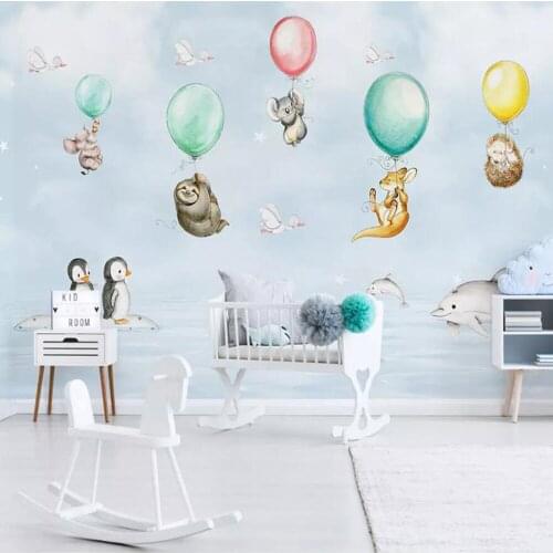Milofi custom 3D wallpaper mural hand-painted cartoon animal sea balloon children room background wall decoration wallpaper
