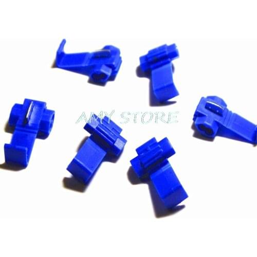 50pcs Blue Scotch Lock Wire Electrical Cable Connectors Quick Splice Terminals Crimp Snap for Car Audio 0.75-2.5mm2 16-14AWG