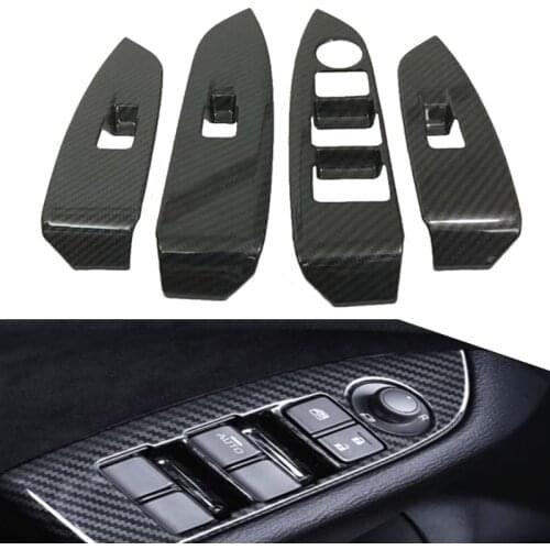 ABS Carbon Inner Door Armrest Window Lift Switch Button Cover Trim Stickers Car-Styling Accessories For Mazda CX-3 CX3 2017 2018