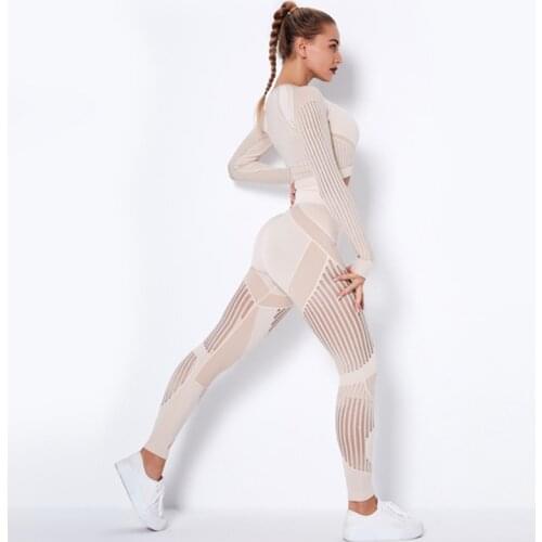 2 Pieces Seamless Yoga Set Sport Outfits Women Black White Crop TopHigh Waist Leggings Workout Gym suit Fitness Sport Sets