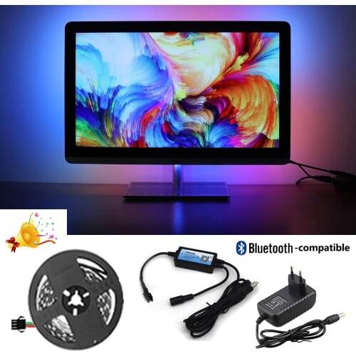 Bluetooth-compatible Music Control LED PC USB Backlight Kit Computer Dream Sync Screen Addressable WS2812B RGB Background Lights