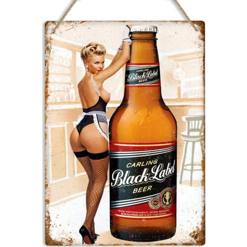 CARLING Black Label Pin Up Girl Vintage Retro Metal Sign Man Cave Pub Bar Beer