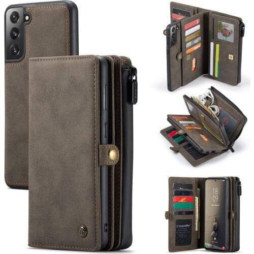 Wallet Case for Samsung Galaxy S21 Ultra/S21 FE S20 Ultra Zipper Wallet Leather Original Zipper Flip Wallet Leather Cover Case
