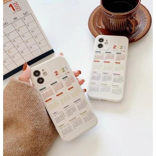 Hot 2021 Calendar candy soft tpu phone case for iPhone 12 Pro Max 12 Mini 11 Pro XR XS Max X 7 8 Plus INS Fashion cute Cover