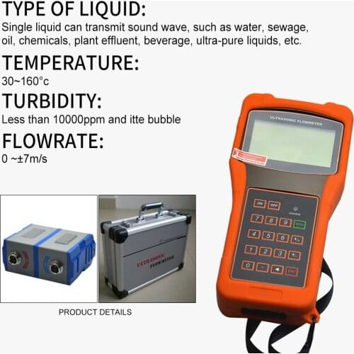 TUF-2000H Water Flow Meter TS-2(DN15~DN100mm) TM-1(DN50~DN700mm) TL-1(DN300~DN6000mm) Handheld Digital Ultrasonic Flowmeter
