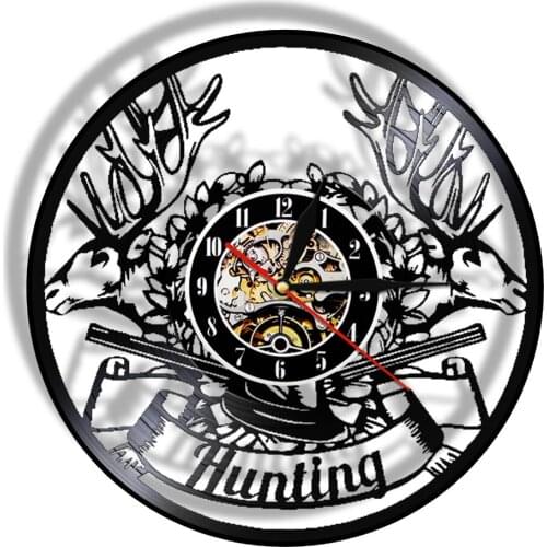 Wildlife Deer Klok 3D Watch Clocks Modern Design Vinyl Record Wall Clock Modern Nature Animal Wall Art Hunting Clock Hunter GIft