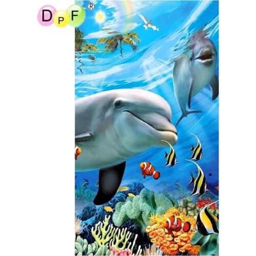 DPF 5D full Round Diamond Painting Mosaic curious dolphin star DIY Magic Cube Cross Stitch art crafts Diamond Embroidery Decor