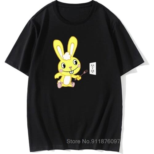 Happy Tree Friends T-Shirt Happy Tree Friends T Shirt Cuddles Cartoon Print Cotton Short-Sleeve Tee Shirt Oversized Fun Tshirt