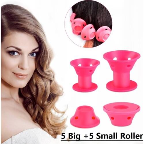 10pcs Magic Rollers Spiral Hair Curlers Soft Silicone Hair Curlers Sleeping Bell No Heat Curling Roller DIY Hair Care Styling