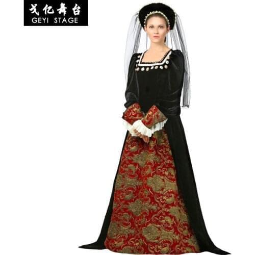 Halloween Purim Queen European Retro Court Suit Medieval British Queen Costume Adult Luxury Cosplay Costume