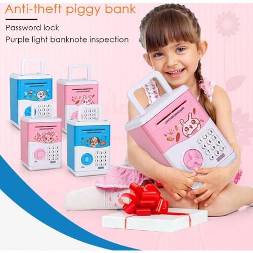Cartoon Electronic Piggy Bank ATM Mini Money Box Safety Password Chewing Coin Cash Deposit Machine Gift for Children Kids