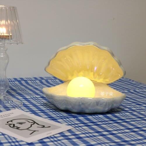 Cereamic Pearl Table Decor Lights White Pink Table Lamp Decor Mother of Pearl