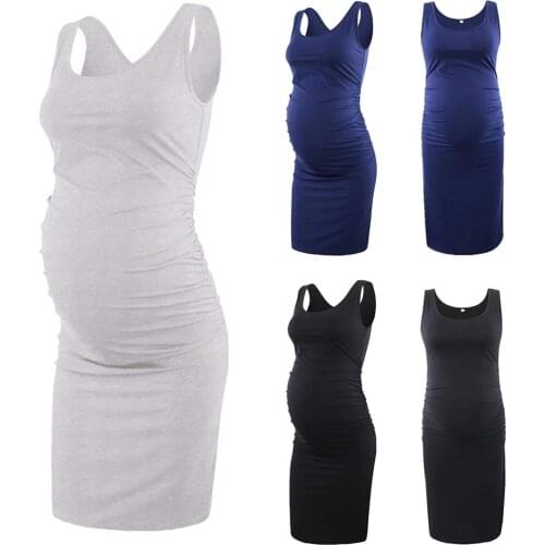 #48 Nursing Nightie Maternity Clothes Women O-neck Solid Sleeveless Breast-feeding Pregnant Nursing Dress Pijama De Maternidad