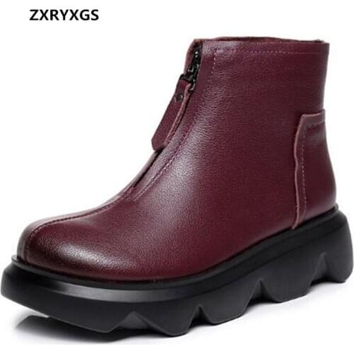 New Fashion Elegance Warm Boots Top Cowhide Leather Boots Riding Boots Thick Bottom Non-slip Heighten Shoes Woman Winter Boots